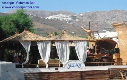 Aigiali Bar on the beach Amorgos sunset travel sailing yachtcharter